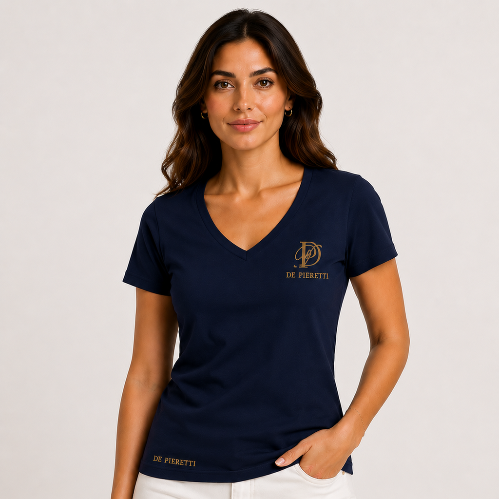 T-shirt Col V Bleu Navy