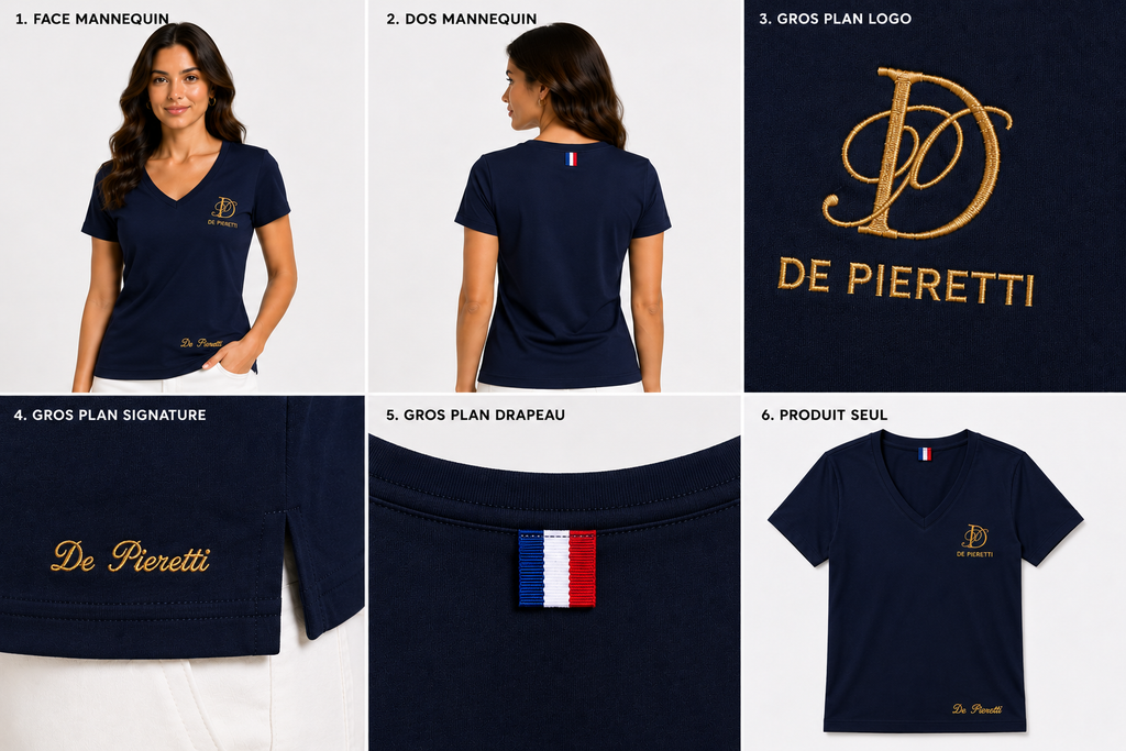 T-shirt Col V Bleu Navy