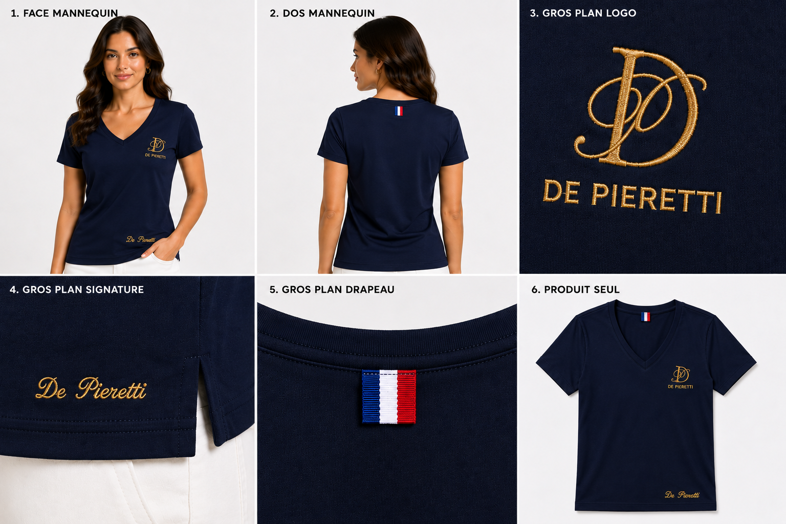 T-shirt Col V Bleu Navy