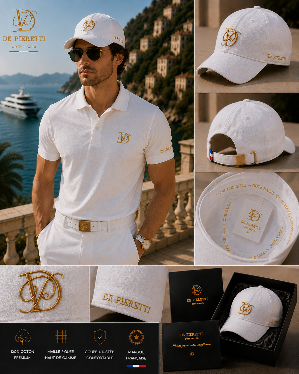 Casquette De Pieretti Homme – Blanc & Or