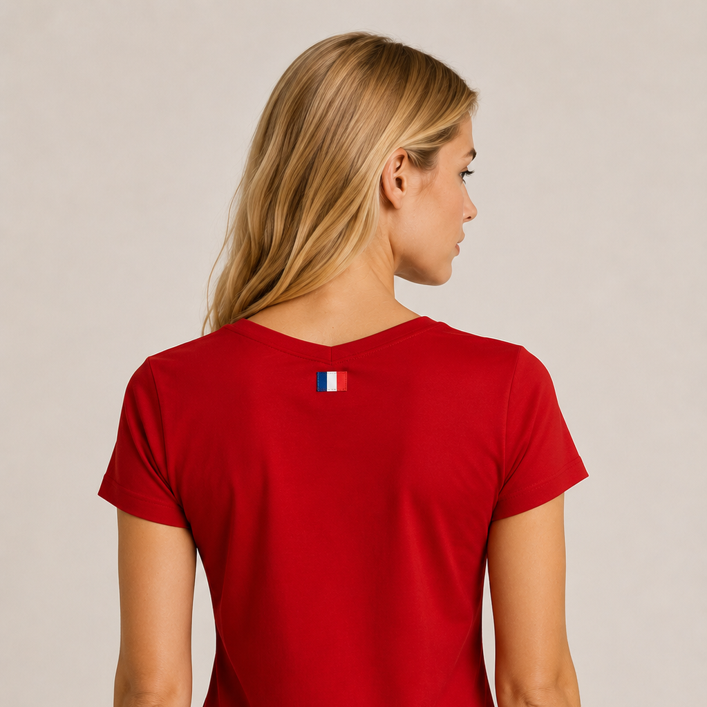 T-shirt Col V Rouge