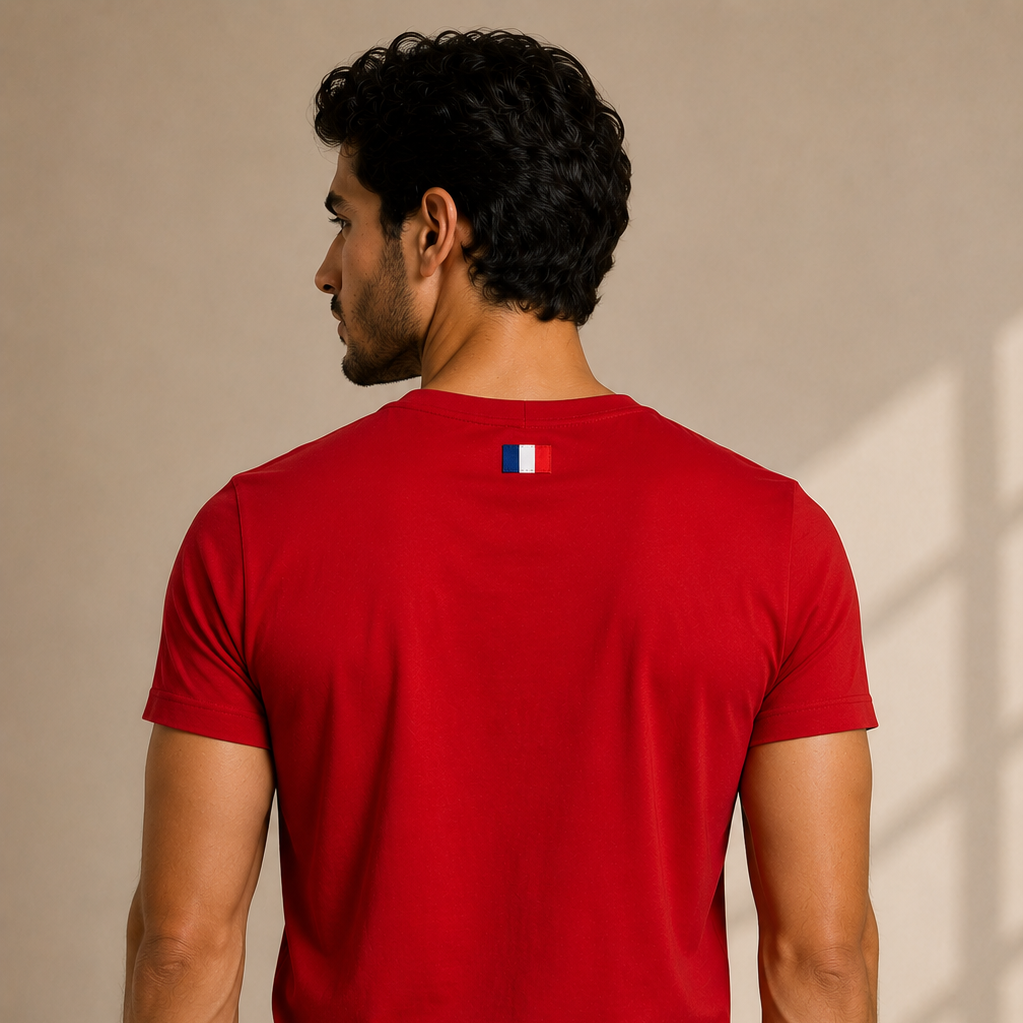 T-shirt Col V Rouge Homme