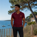 T-shirt Bordeaux Uomo con Scollo a V