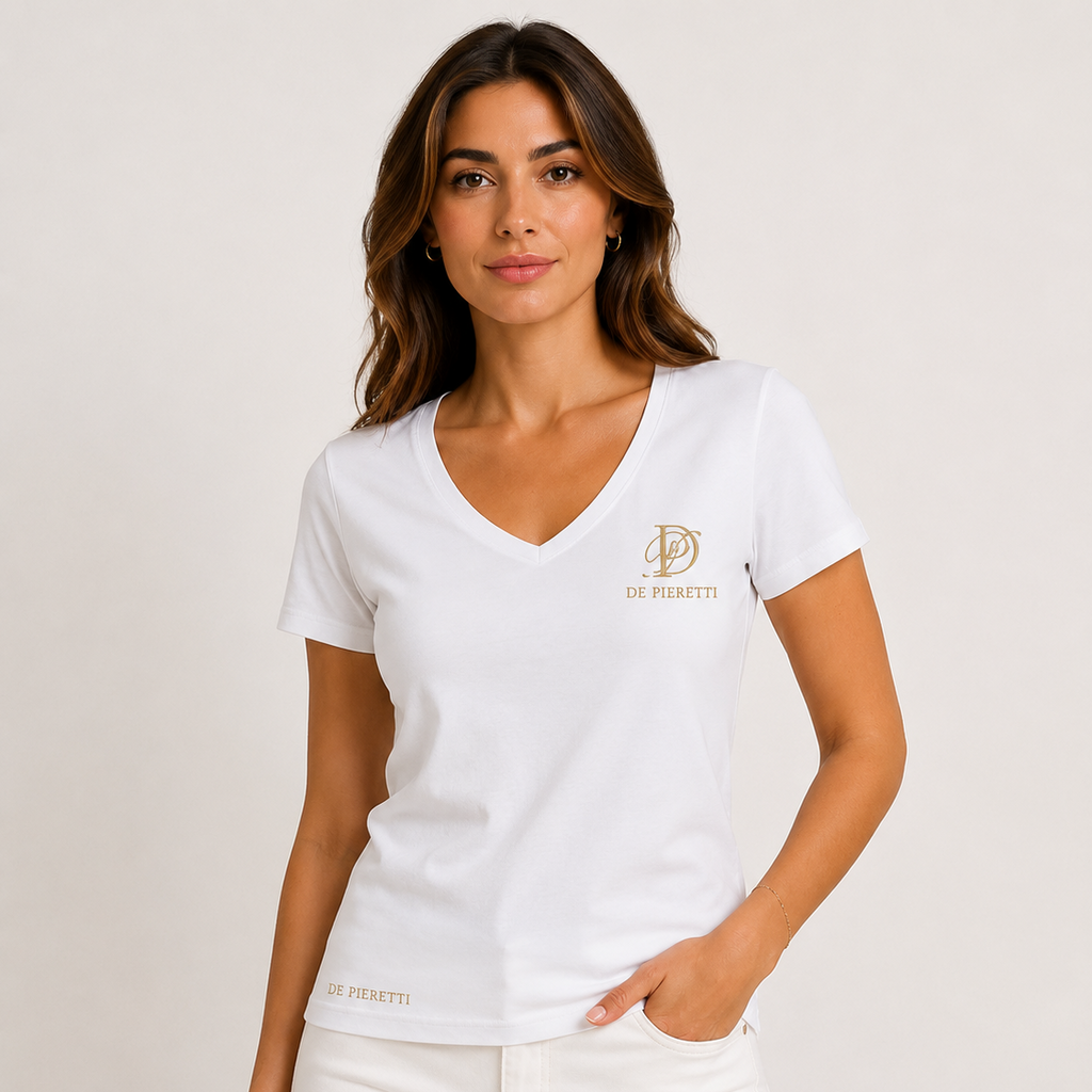 T-shirt Col V Blanc