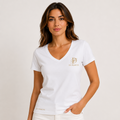 T-shirt Col V Blanc