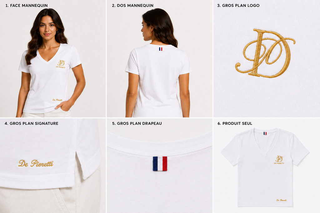 T-shirt Col V Blanc