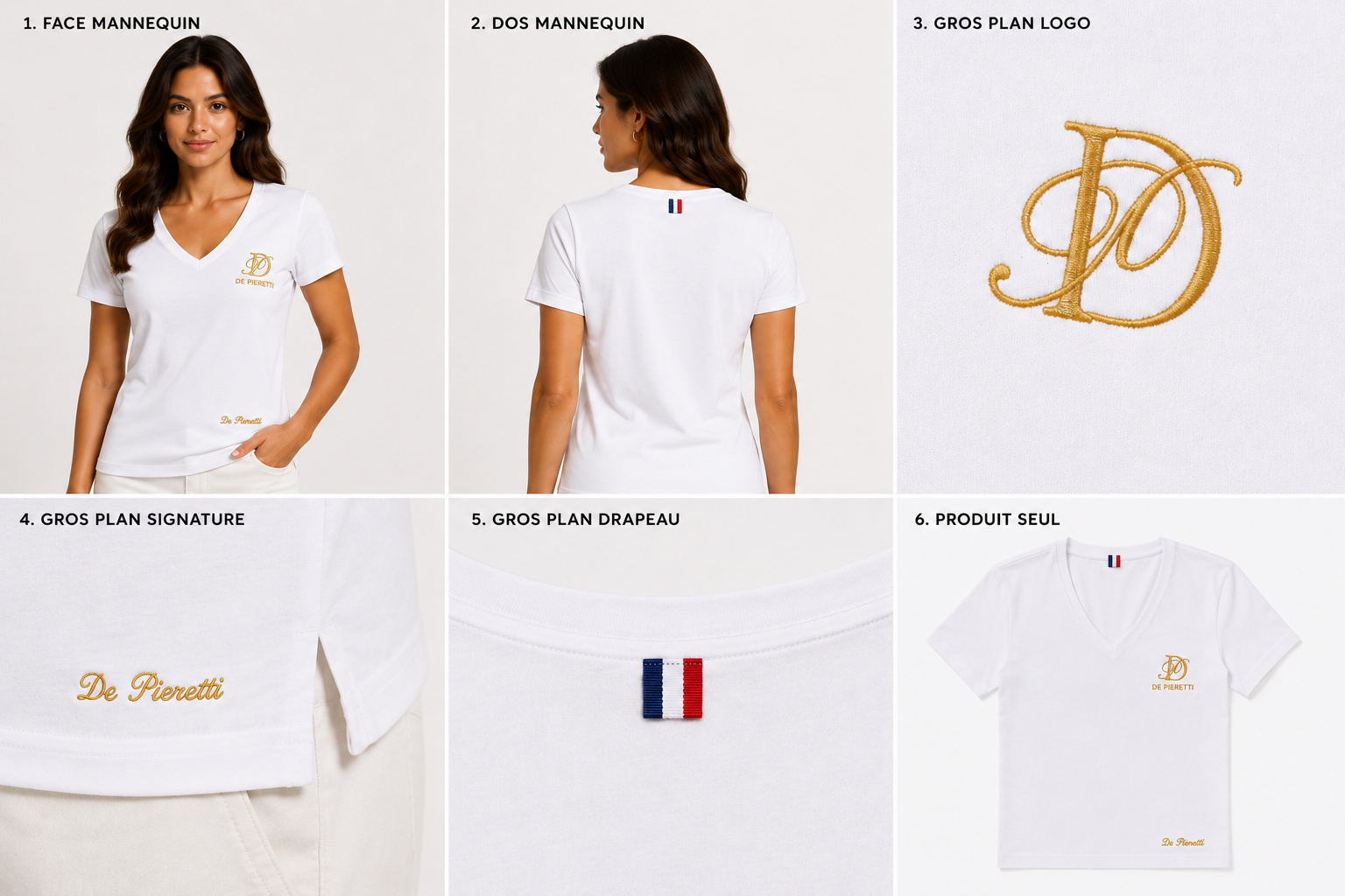 T-shirt Col V Blanc