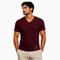 T-shirt Col V Bordeaux Homme