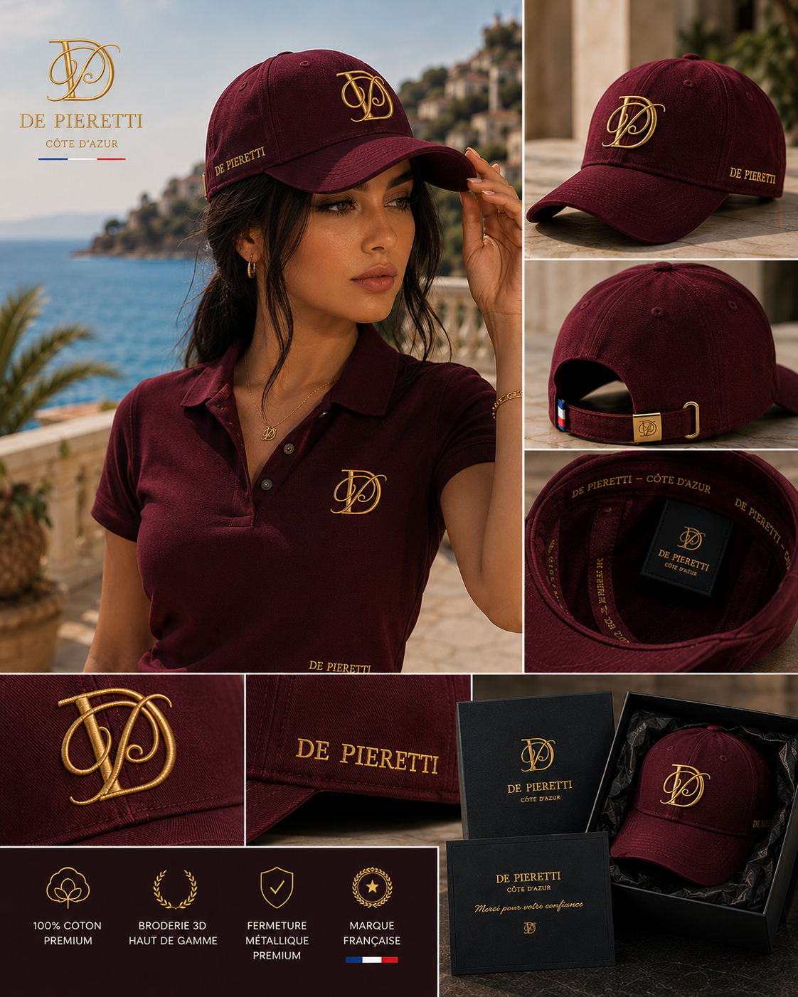Casquette De Pieretti – Bordeaux & Or