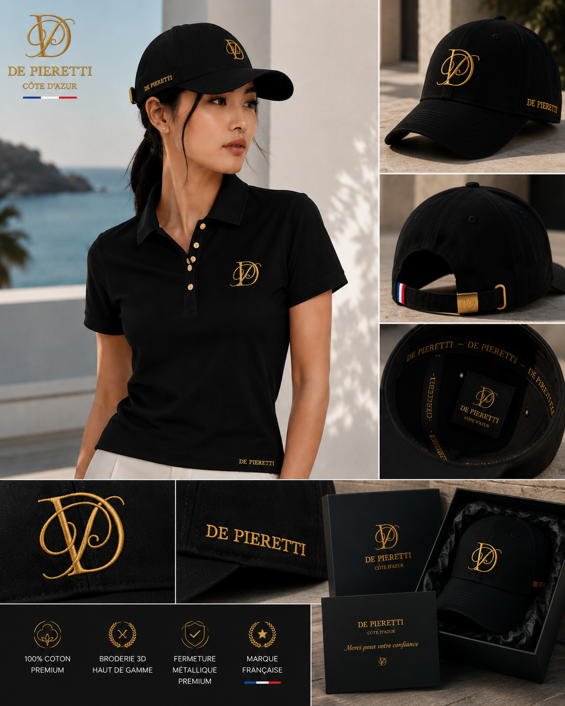 Casquette De Pieretti – Noir & Or