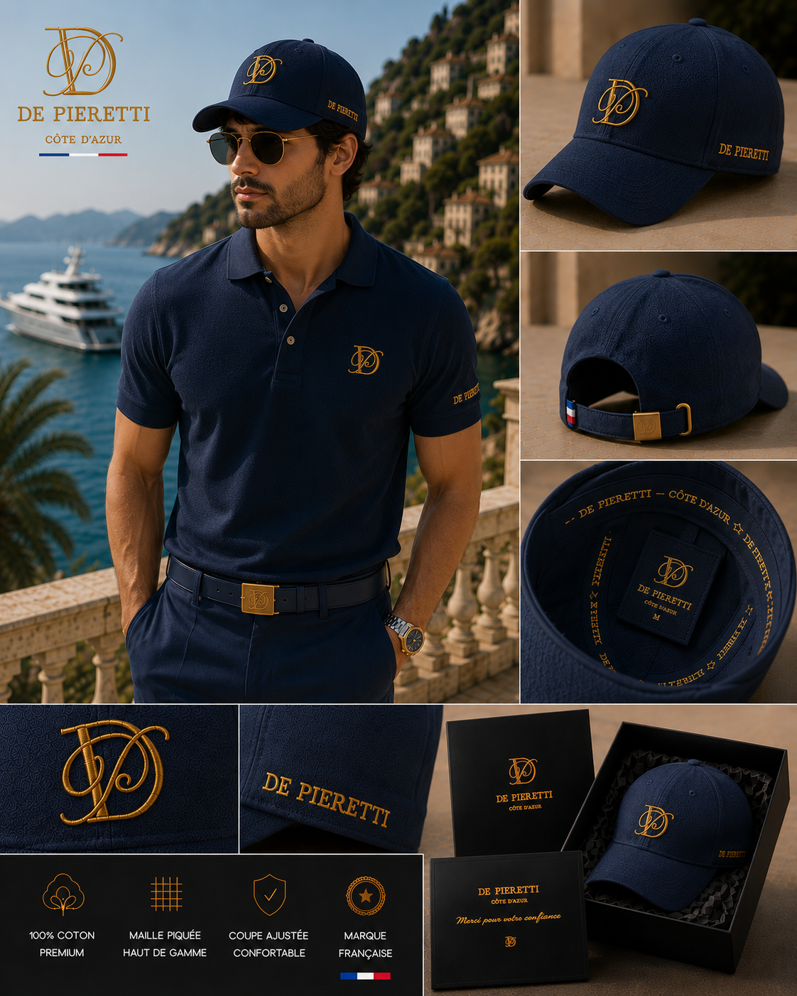 Casquette De Pieretti Homme – Marine & Or