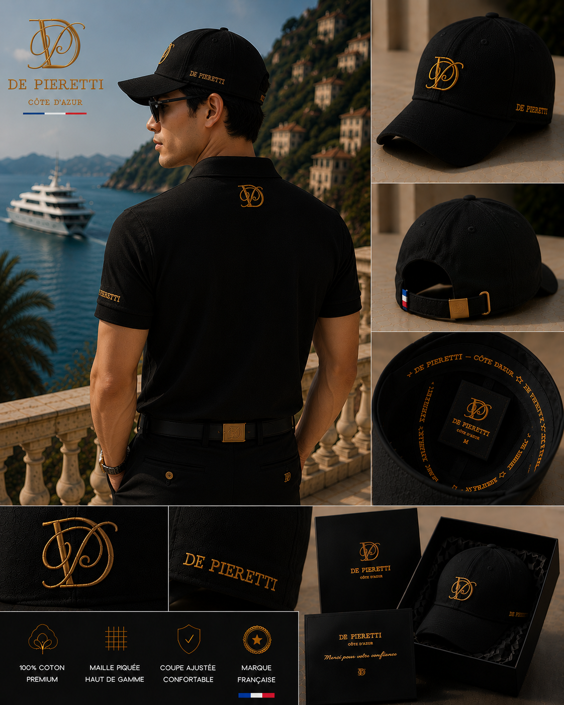 Casquette De Pieretti Homme – Noir & Or