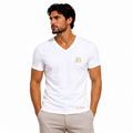 T-shirt Col V Blanc Homme