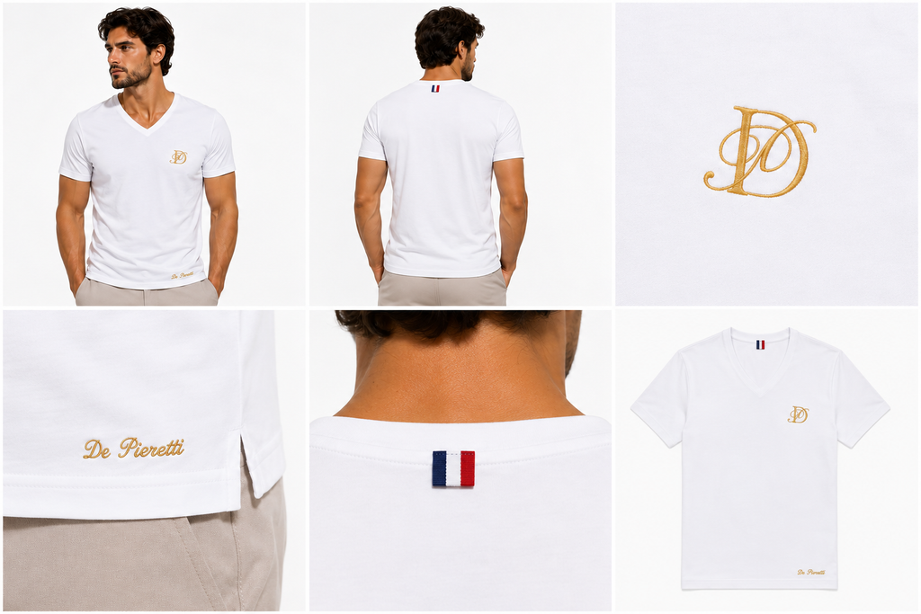 T-shirt Col V Blanc Homme