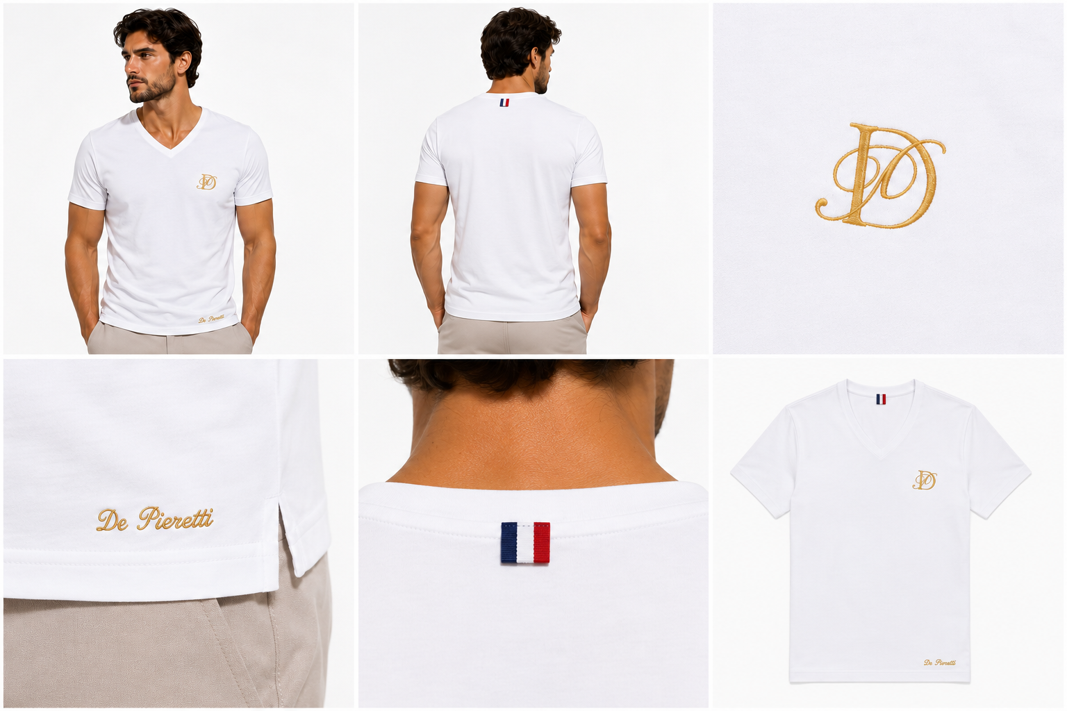 T-shirt Col V Blanc Homme