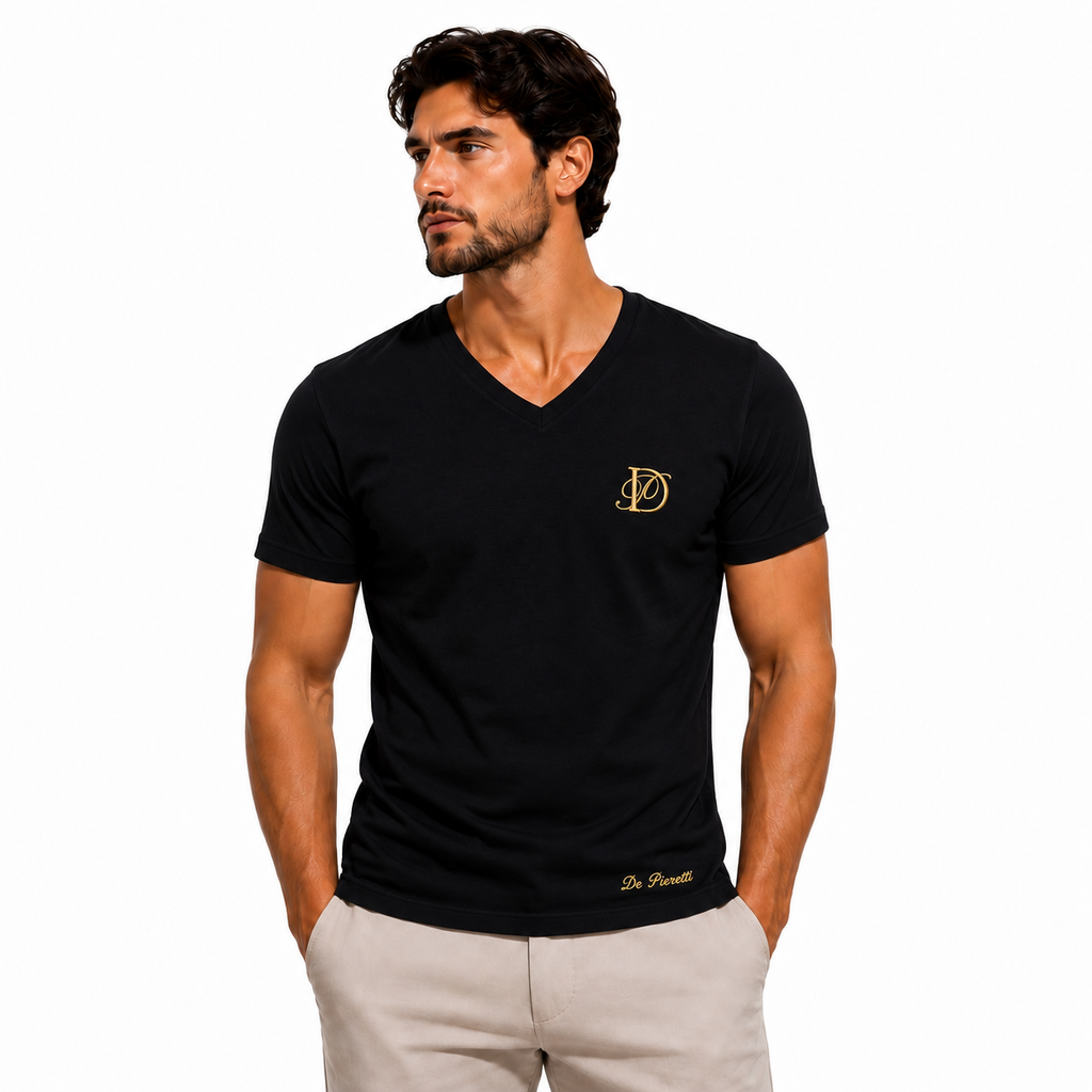 T-shirt Col V Noir Homme