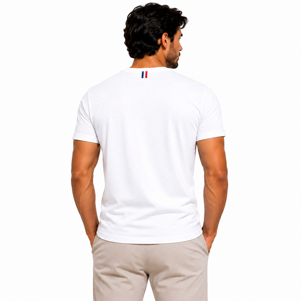 T-shirt Col V Blanc Homme