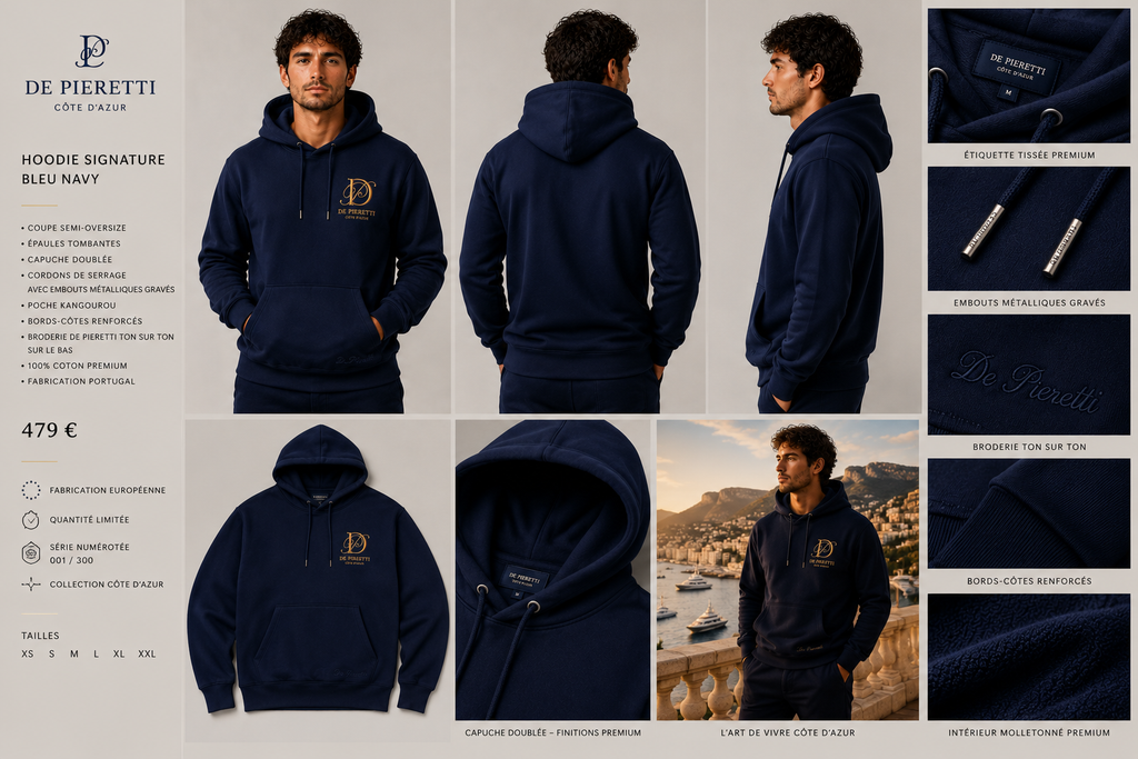 Sweat à capuche homme bleu navy