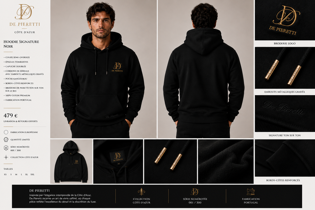 Hoodie Signature homme noir édition limitée