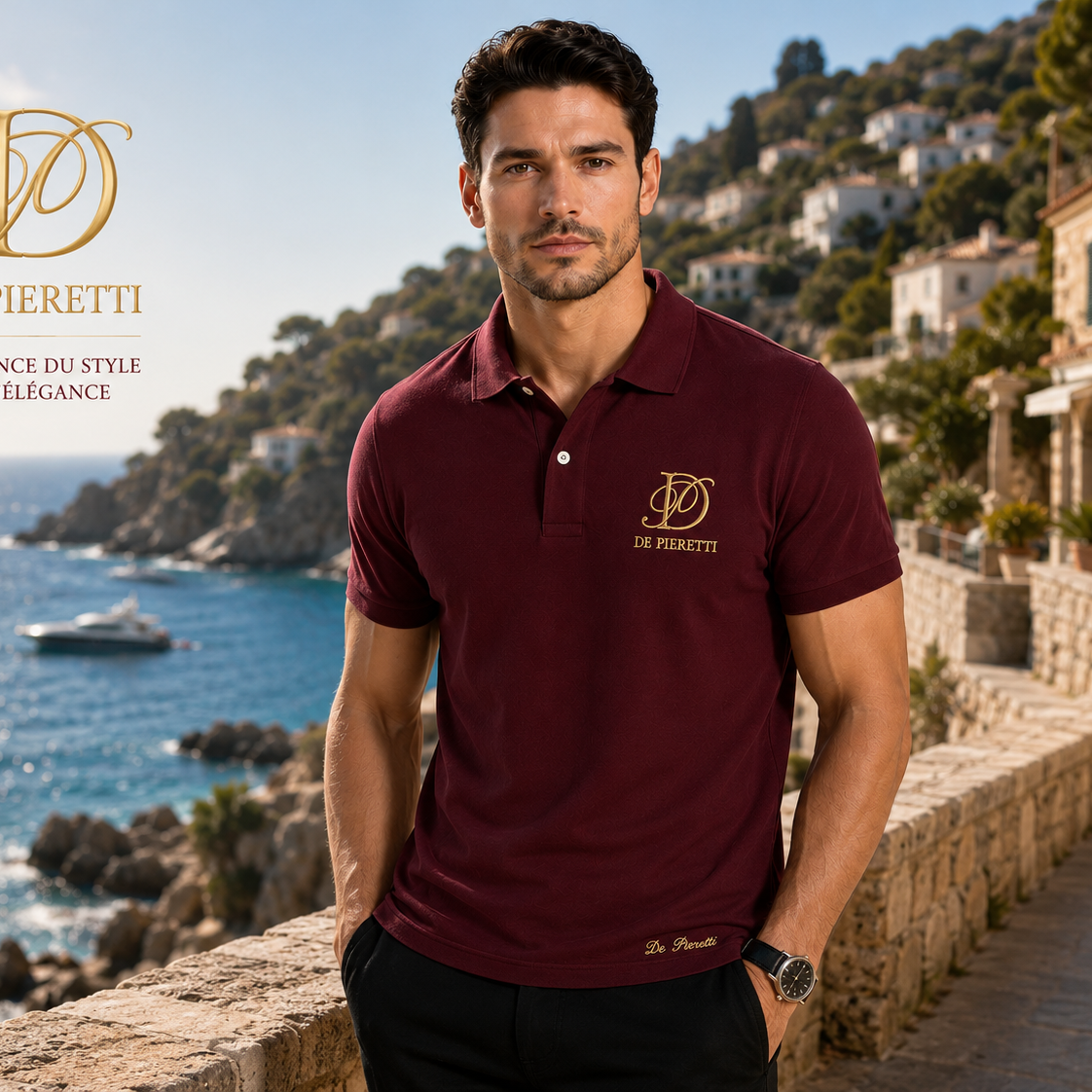 Polo Bordeaux Homme