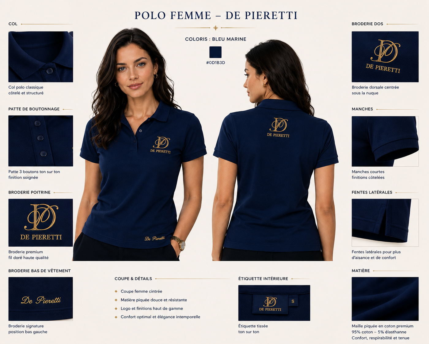 Polo Bleu Navy Femme