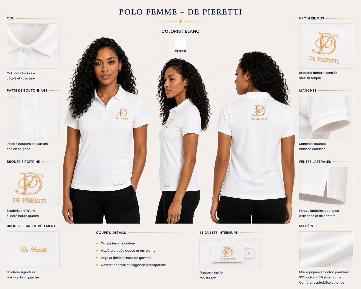 Polo Blanc Femme Depieretti | Luxe Côte d'Azur