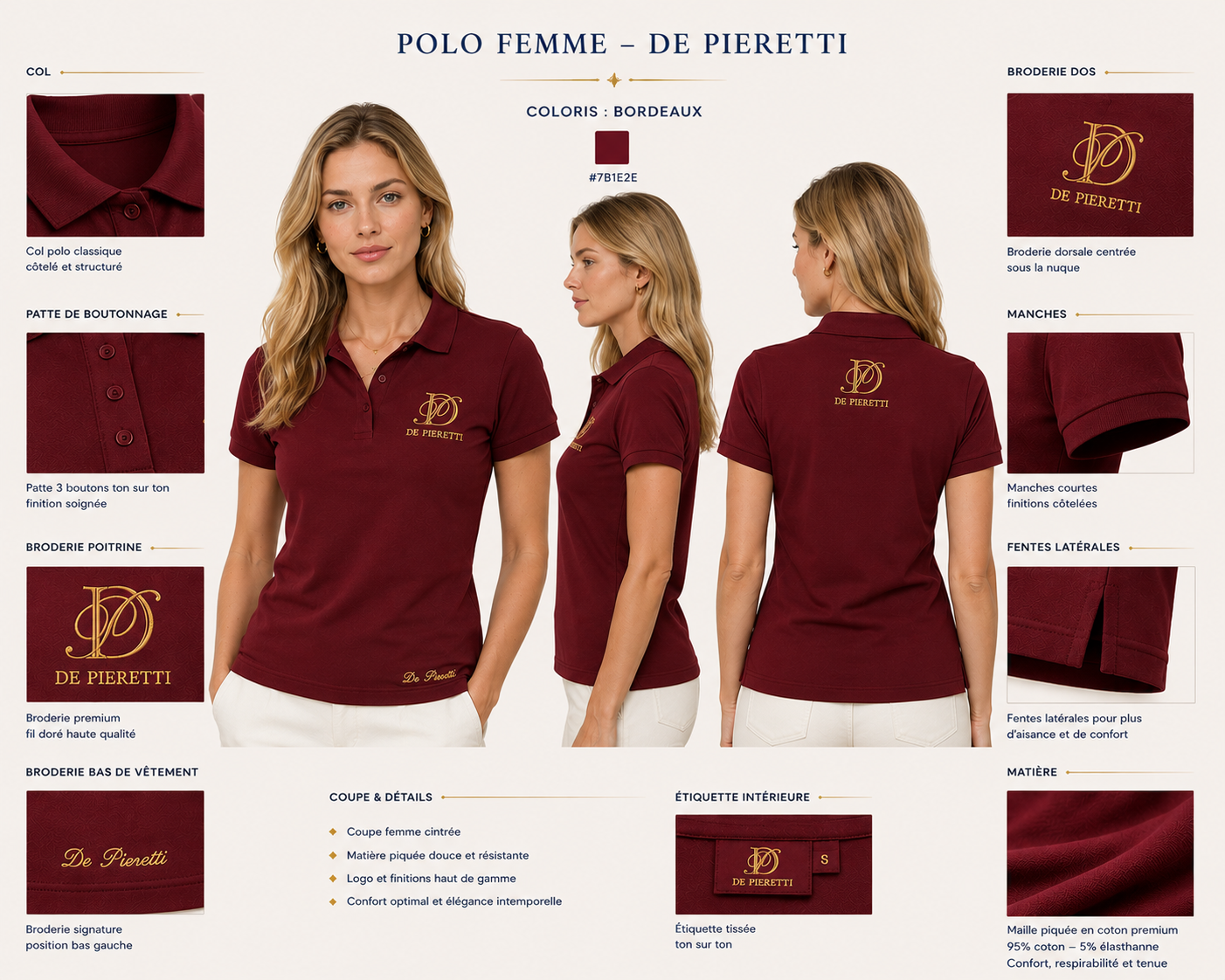 Polo Bordeaux Femme