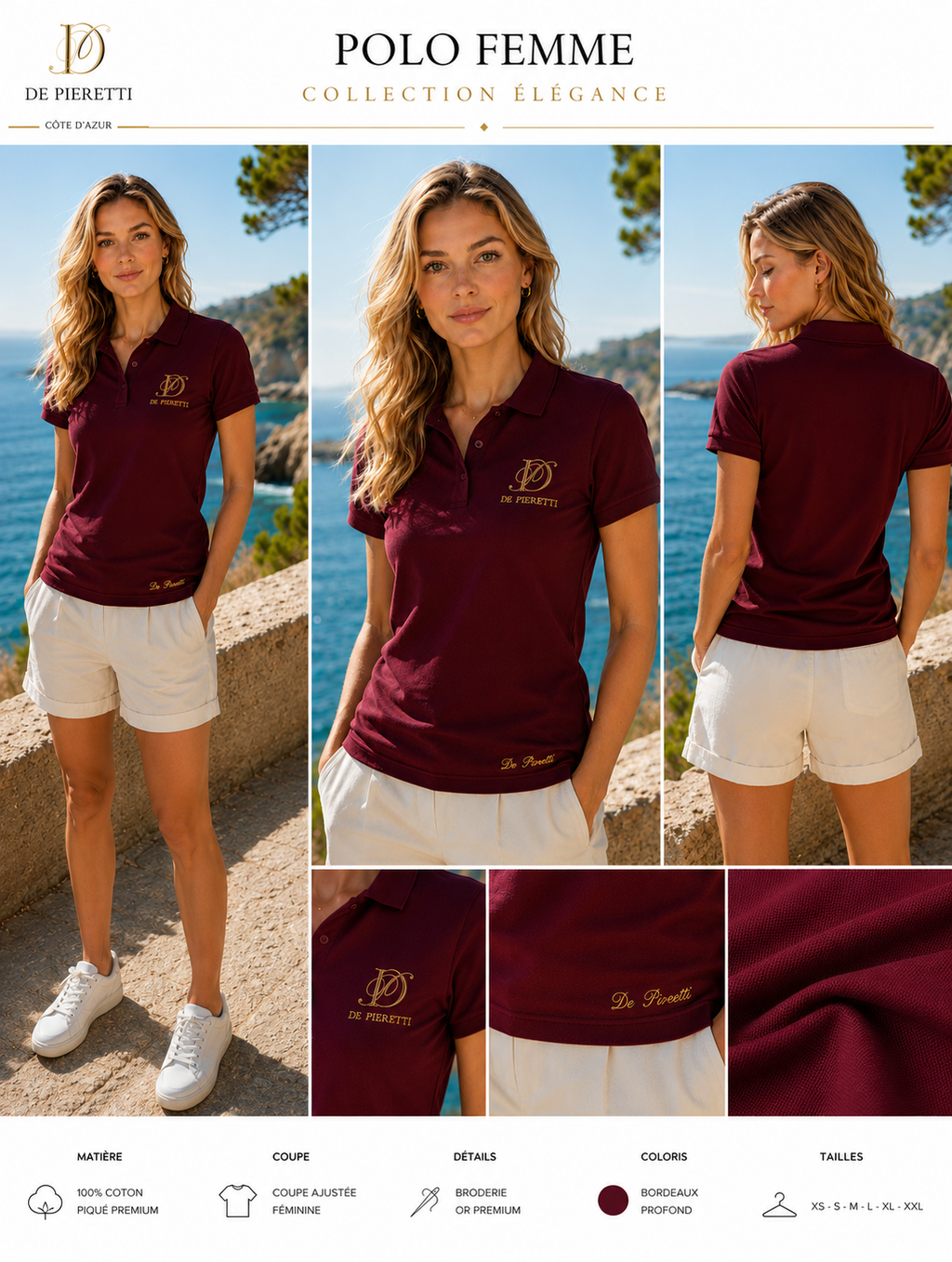 Women's Burgundy Polo Shirt