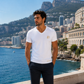 T-shirt Uomo Scollo a V Bianco