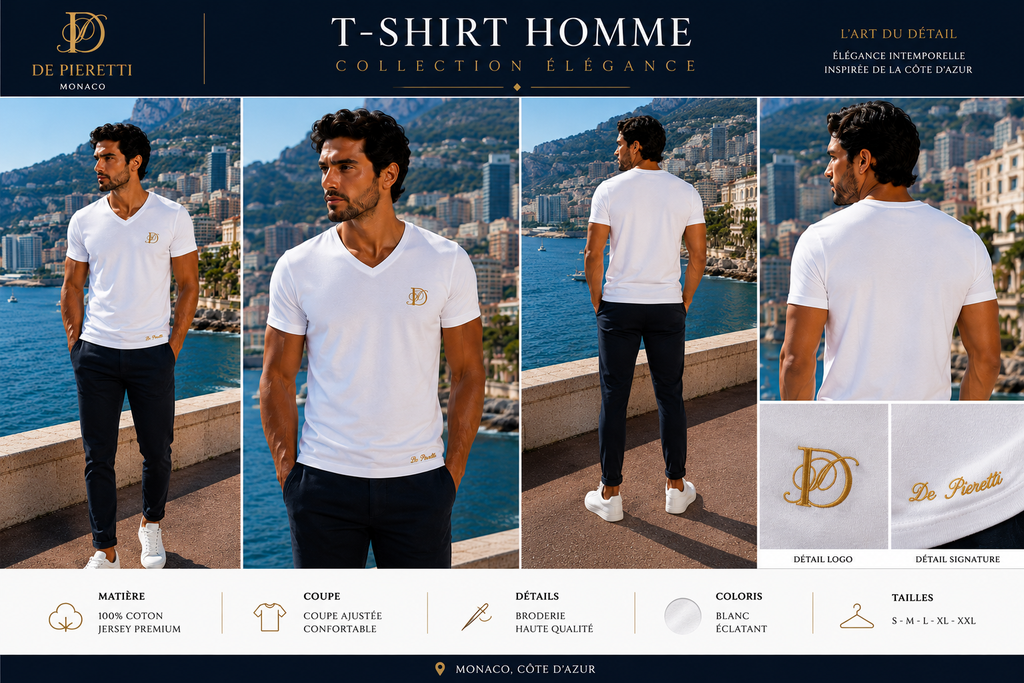 T-shirt Uomo Scollo a V Bianco