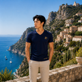T-shirt Uomo Blu Navy con Scollo a V
