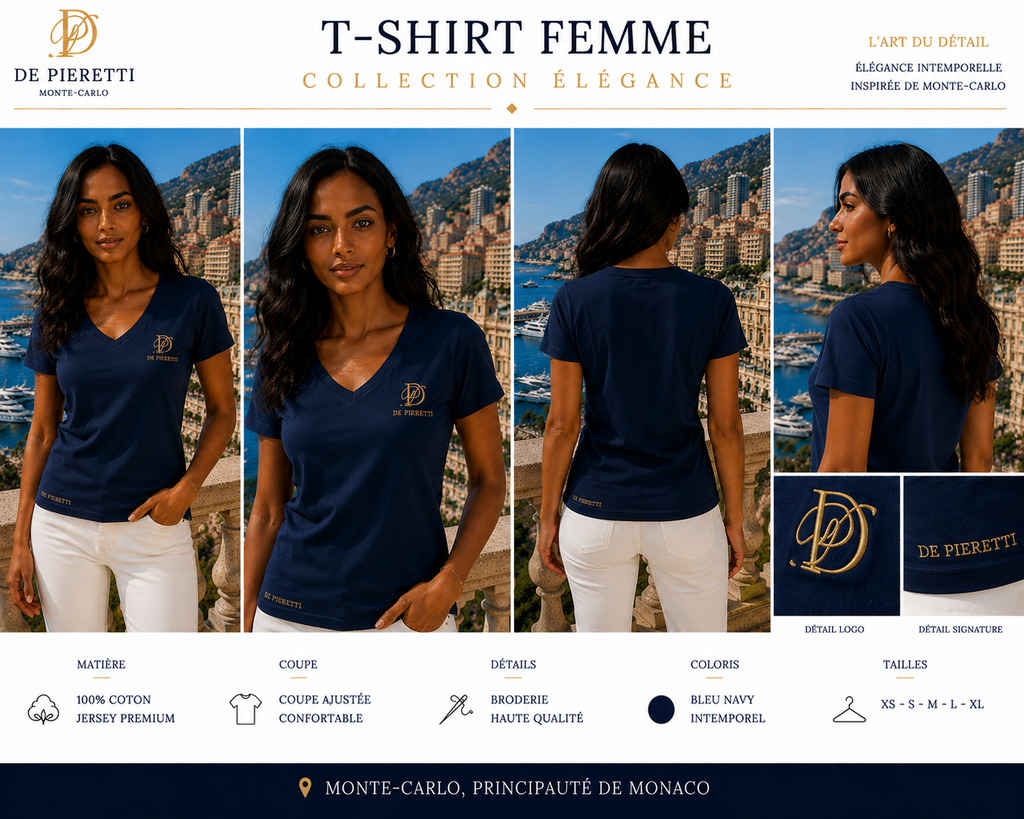 T-shirt Scollo a V Blu Scuro