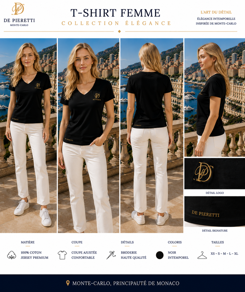 T-shirt Scollo a V Nero