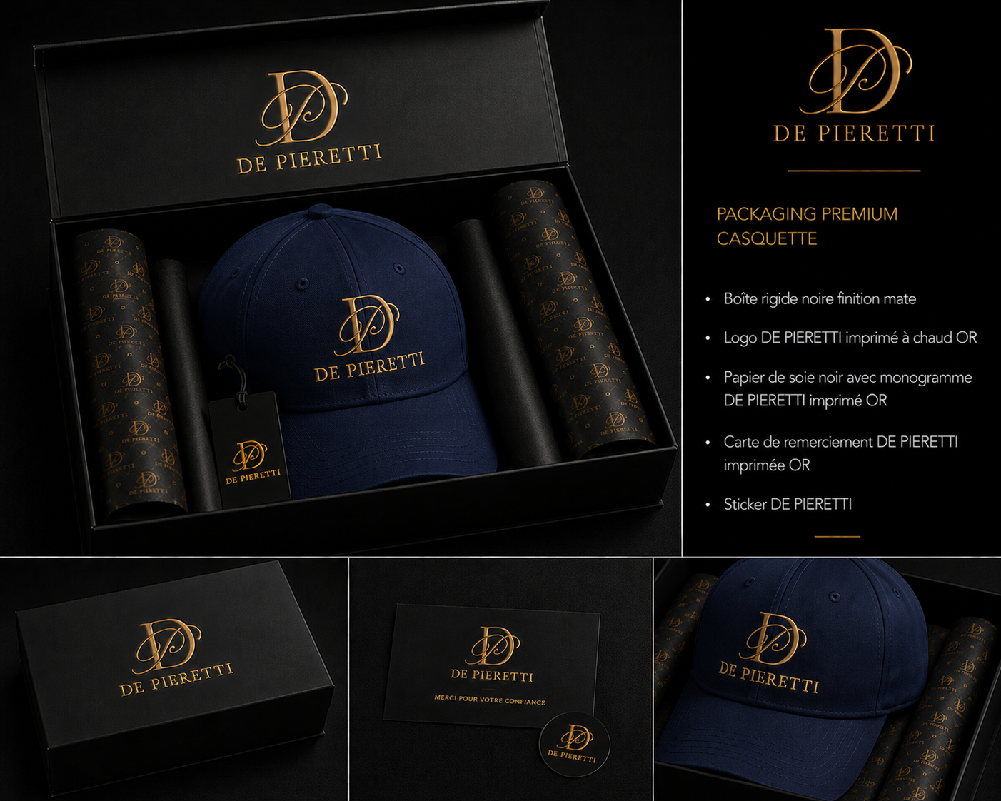 Casquette De Pieretti – Marine & Or