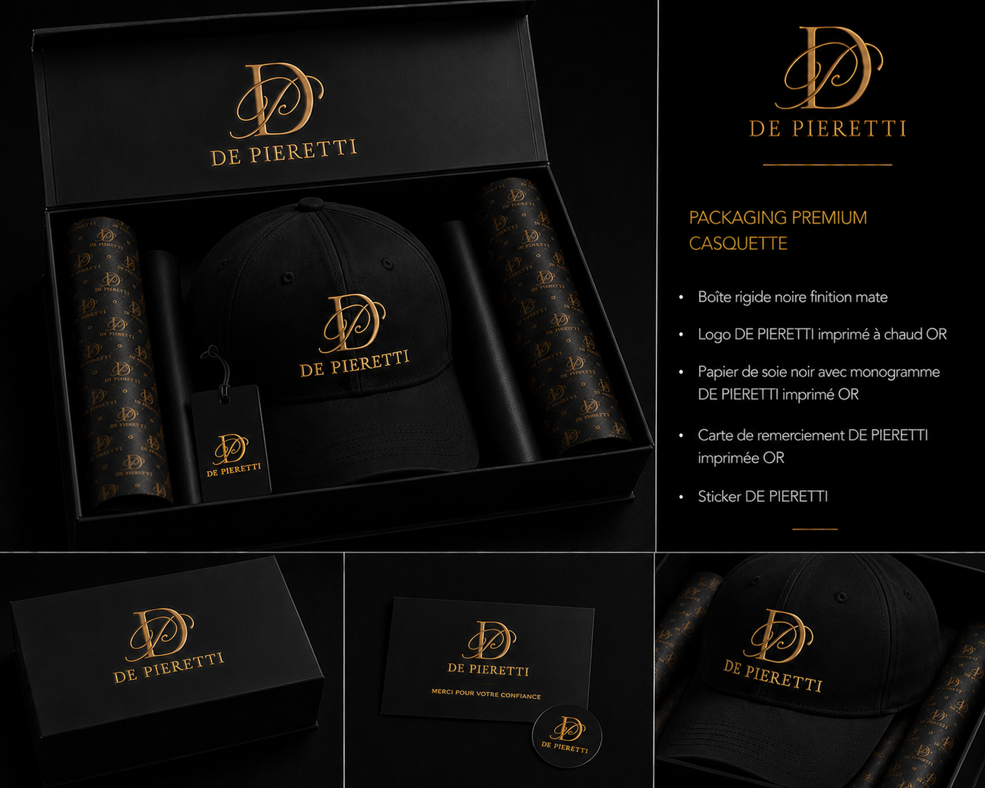 Casquette De Pieretti – Noir & Or